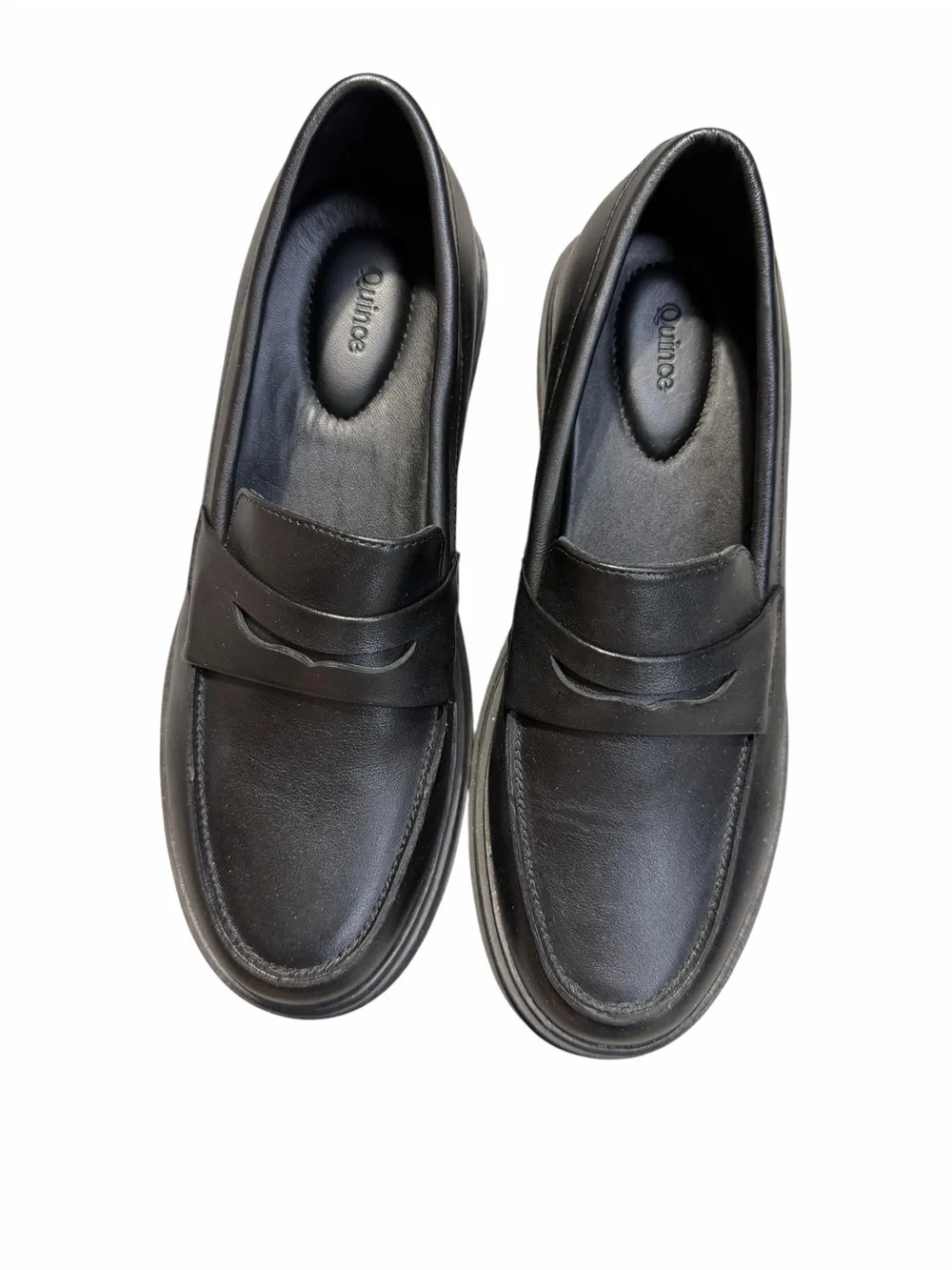 Quince Italian Leather Lug Sole Loafers Size 8